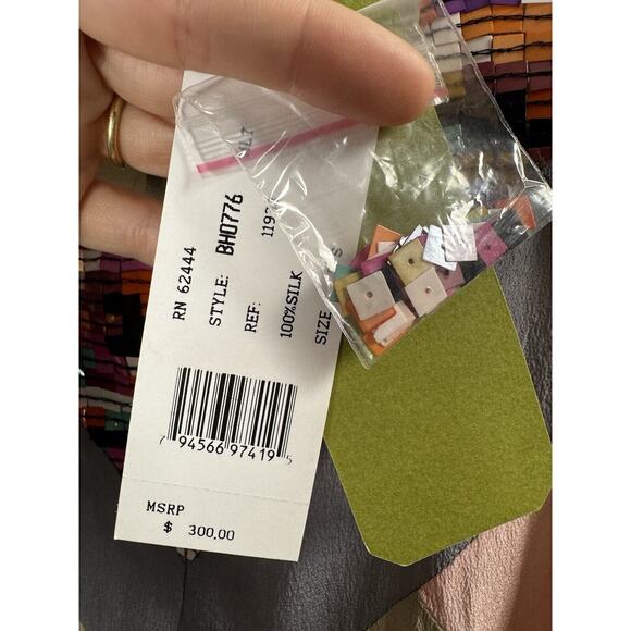 Nicole Miller Artelier Beaded Silk Blouse Unique Sophisticated Preppy Luxury S - Picture 3 of 8